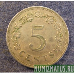 Монета 5 центов, 1972-1981,  Мальта
