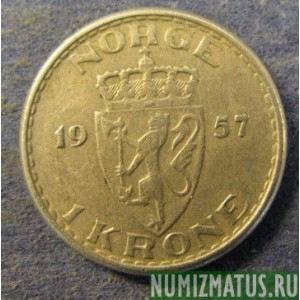 Монета 1 крона, 1951-1957, Норвегия