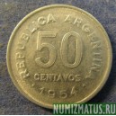 Монета 50 центаво, 1952-1956, Аргентина
