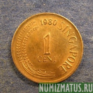 Монета 1 цент, 1976-1985, Сингапур