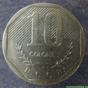 Монета 10 колун, 1983, 1992, Коста Рика