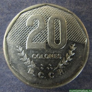 Монета 20 колун, 1985, 1994, Коста Рика