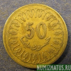 Монета 50 миллим, 1960 - 2009, Тунис
