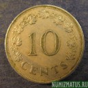Монета 10 центов , 1972-1981,  Мальта