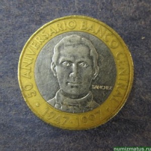 Монета 5 песо, 1997, Доминиканская республика