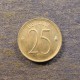 Монета 25 сантимов, 1964-1975, Бельгия (Belgique)