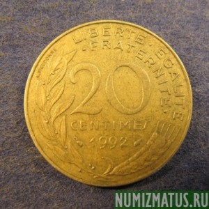 Монета 20 сантимов, 1962-2000, Франция