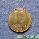 Монета 10 центаво, 2008, Аргентина