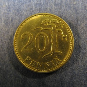 Монета 20 пенни, 1963-1990, Финляндия