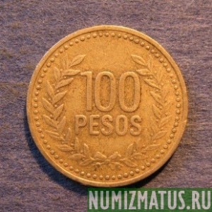 Монета 100 песо, 1994-2011, Колумбия