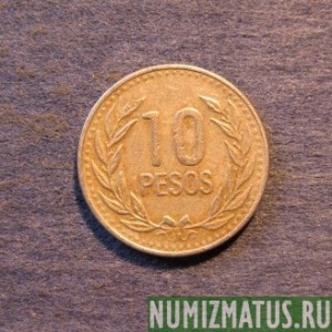 Монета 10 песо, 1989-1994, Колумбия