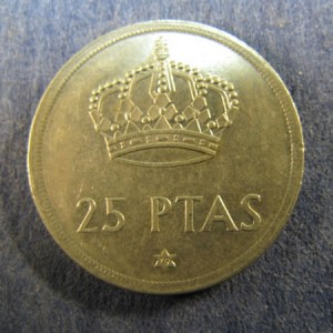 Монета 25 песет, 1975(76)-1975(80), Испания