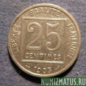 Монета 25 сантимов, 1903, Франция
