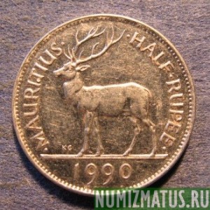 Монета 1/2 рупии, 1987-2013, Маврикий