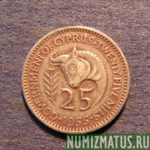 Монета 25 милс, 1955, Кипр