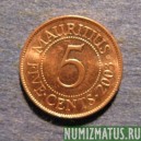 Монета  5 центов, 1987-2007, Маврикий