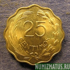 Монета 25  сантимов, 1953, Парагвай