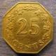 Монета  25 центов, 1975,  Мальта