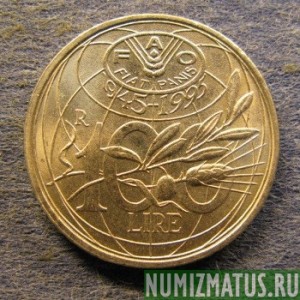 Монета 100 лир, ND(1995)  R, Италия