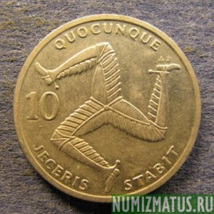 Монета 10 пенсов, 1992-1995, Остров Мэн