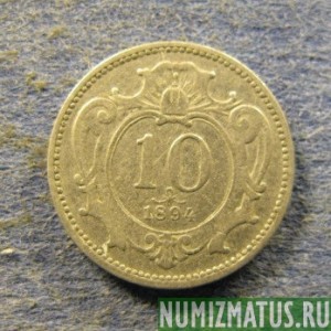 Монета 10 хеллер, 1892-1895, Австрия