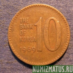 Монета 10 вон, 1966-1970, Южная Корея