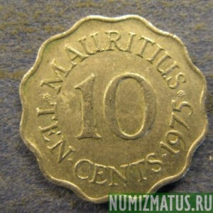 Монета 10 центов, 1954-1978, Маврикий