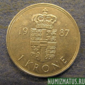 Монета 1 крона, 1982-1989, Дания