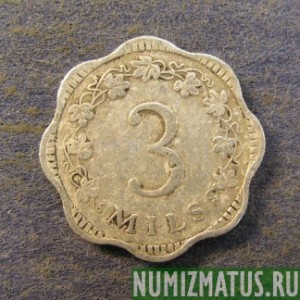 Монета  3 милс, 1972-1981,  Мальта