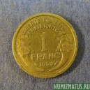 Монета 1 франк, 1931-1941, Франция