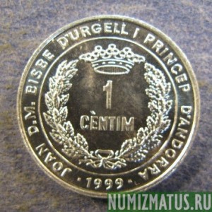 Монета 1 сантим, 1999, Андорра