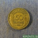 Монета 50 сантимов, 1931-1947, Франция