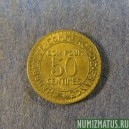 Монета 50 сантимов, 1921-1929, Франция
