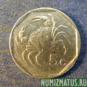 Монета 5 центов, 1991-2001,  Мальта