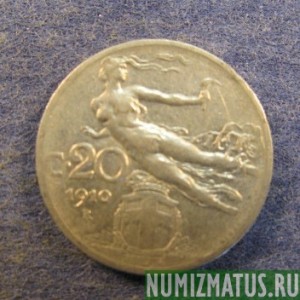 Монета 20 сантимов, 1908R-1935R, Италия