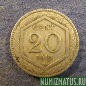 Монета 20 сантимов, 1918R-1920R, Италия