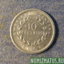Монета 10 сантимов,  1953-1967, Коста Рика