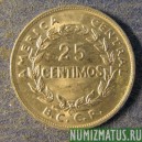 Монета 25 сантимов,  1967-1978, Коста Рика