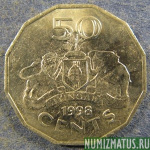 Монета 50 центов, 1996-2007, Свазиленд