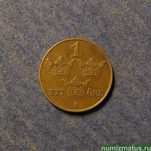 Монета 1 оре, 1909-1950, Швеция