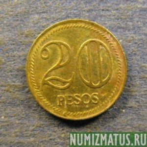 Монета 20 песо, 2004-2008, Колумбия