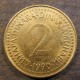 Монета 2 динара, 1990-1992, Югославия
