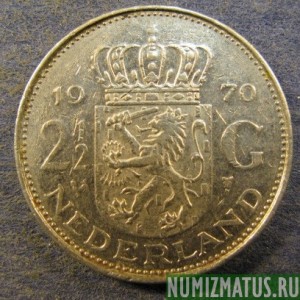 Монета 2-1/2 гульдена, 1969-1980, Нидерланды