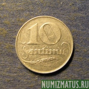 Монета 10 сантимов, 1922, Латвия