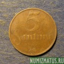 Монета 5 сантимов, 1922, Латвия
