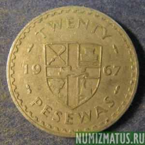 Монета 20  песева, 1967-1979, Гана