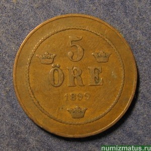 Монета 5 оре, 1888-1905, Швеция