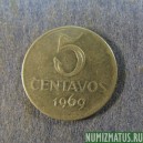 Монета 5 центавос, 1969-1975, Бразилия