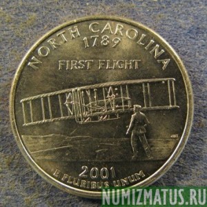 Монета 25 центов, 2001, США ( North Carolina)