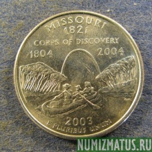 Монета 25 центов, 2003, США  (Missouri)